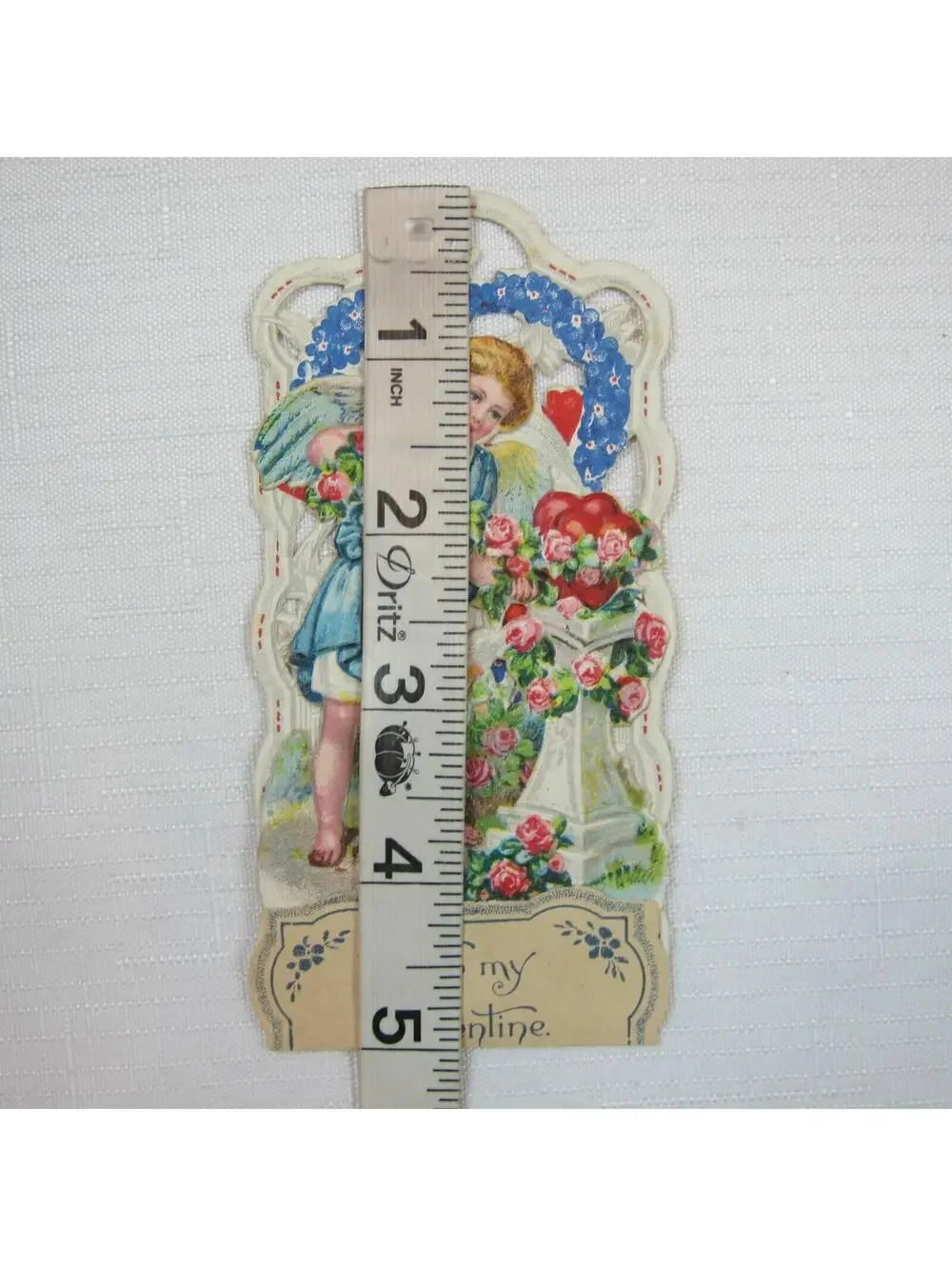 Vintage Valentine 1929 Pull Down Die Cut Stand Up Angel Flowers Doves Germany